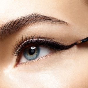 Makeup with a black eye close-up